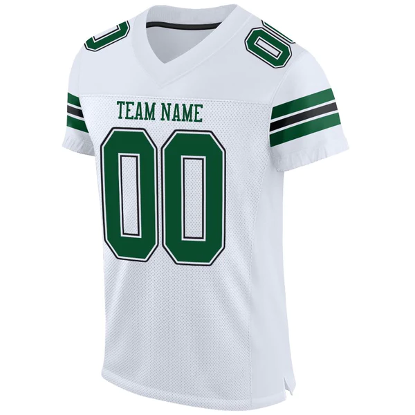 Custom White Gotham Green-Black Mesh Authentic Football Jersey - Image 2